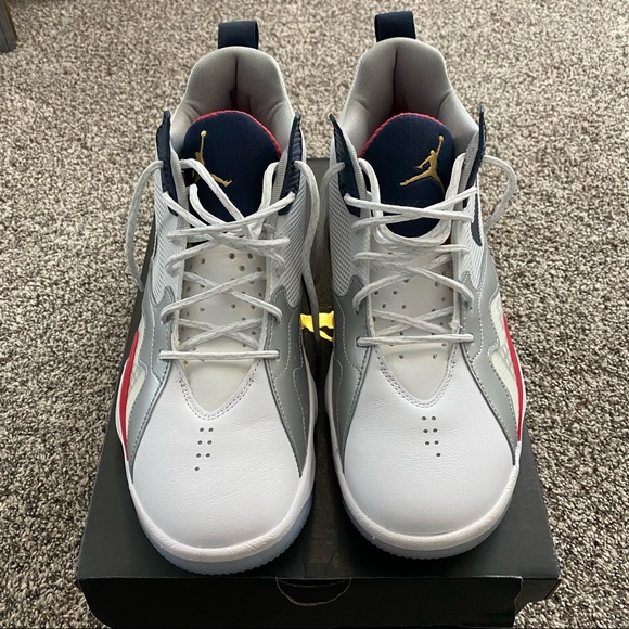 Jordan Mens Nike Zoom 92 Olympics Red White Navy Blue Sneakers - Picture 4 of 8